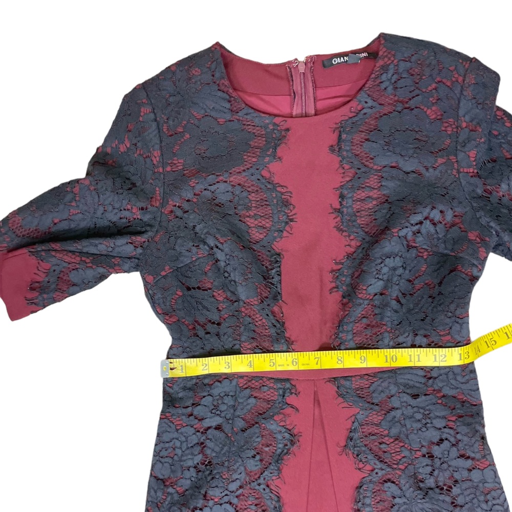 Gianni Bini Fit-and-Flare Burgundy Dress with Black Lace Overlay - Picture 7 of 9